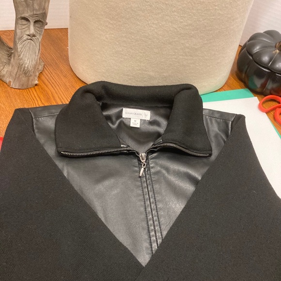 Susan Graver Mixed Faux Leather and Knit Jacket - Picture 5 of 6